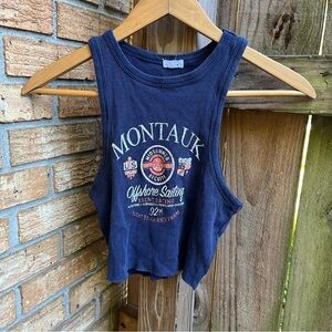 Garage Dark Blue Ribbed Top